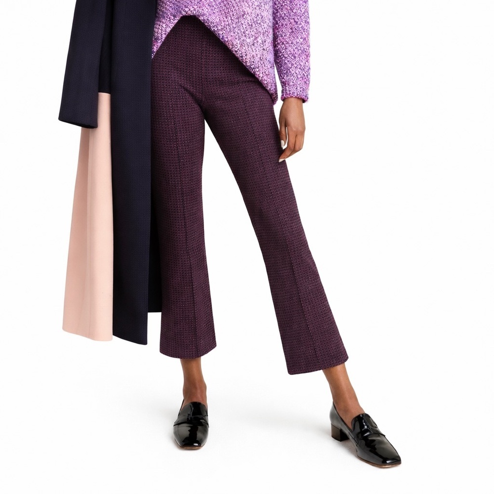 Anthropologie S The Essential Crop Flare Pants 0859 Navy Wine small stretch